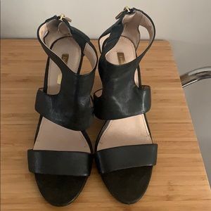 Louise Et Cie Black Leather Wedges